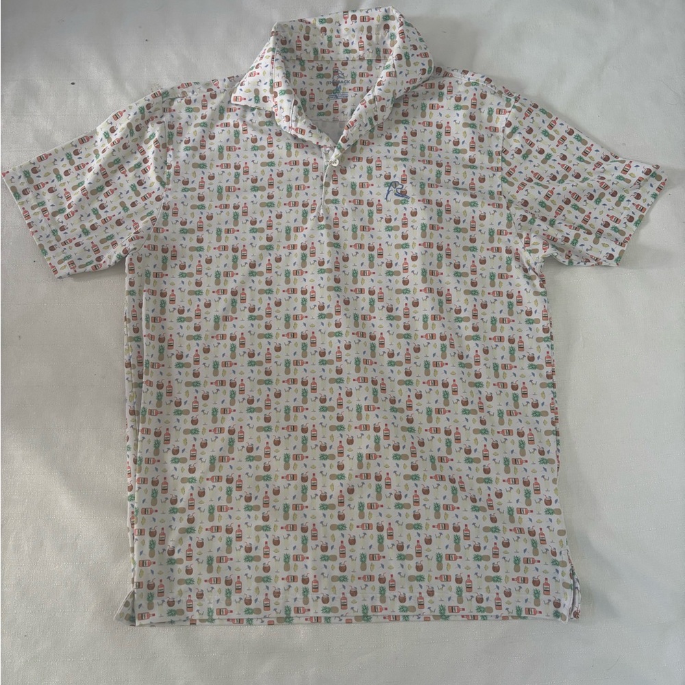 Rhoback Mens Medium White The Colada Golf Polo Shirt Stretch